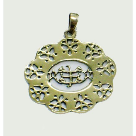 Pendentif signe oval argenté