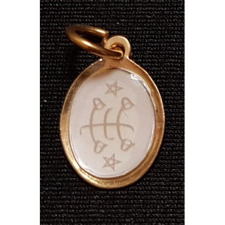Pendentif toc  doré oval avec signe