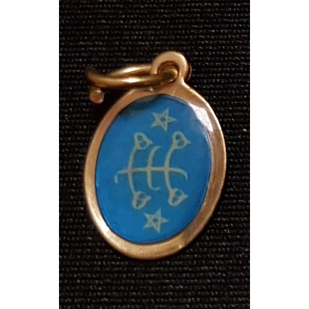 Pendentif toc  doré oval avec signe