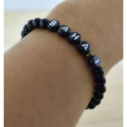 Bracelet mot 'BAHAI' perles noires