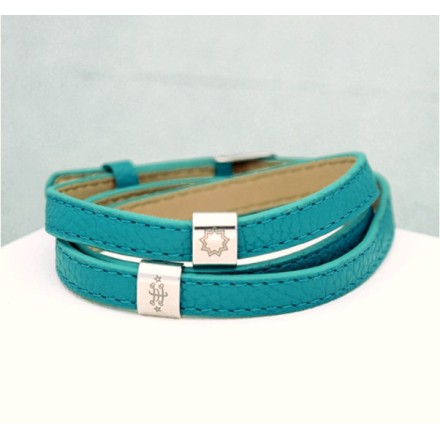 Bracelet nylon gris avec pendentif or rose signe & étoile 9 branches