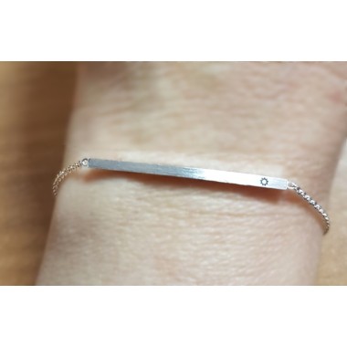 Bracelet avec plaque plaquée argent étoile 9 branches