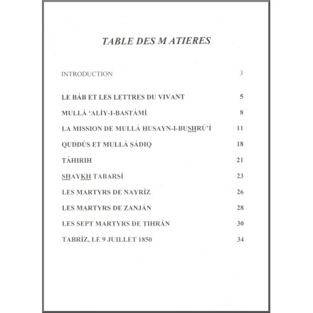 Index de la compilation sur les héros de la foi du temps du ministère du Báb