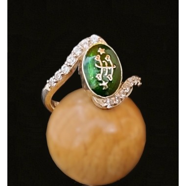 Bague argent femme verte