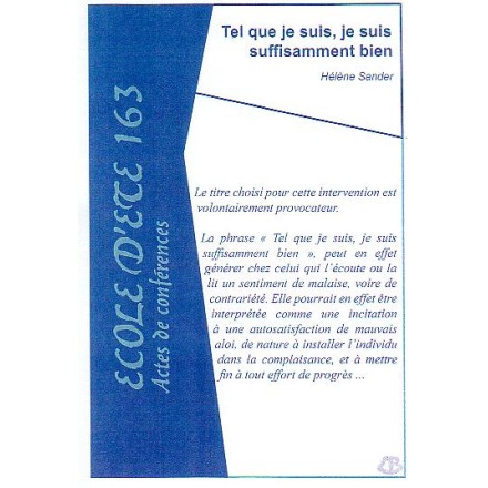 Sander Hélène Tel que je suis, je suis suffisamment bien