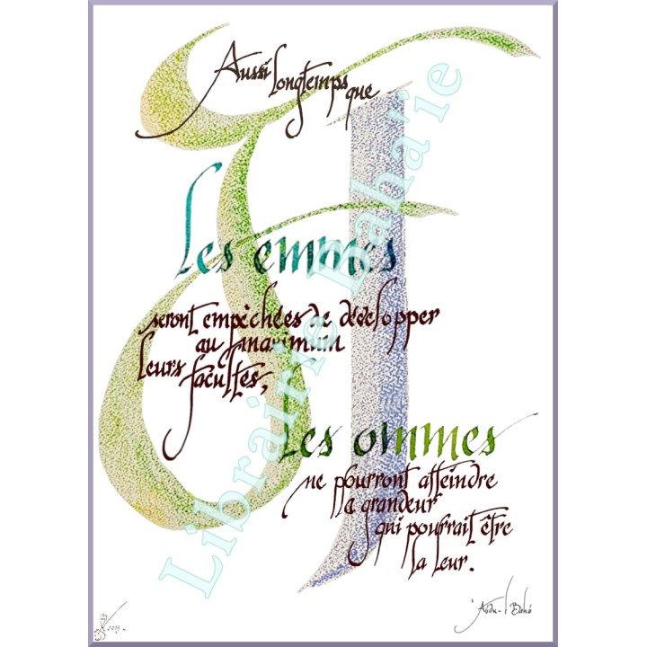 Calligraphie  - C06/C37 -'Aussi longtemps que les femmes ...'