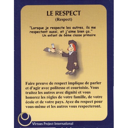 Le Projet des Vertus , Cartes pour éducateurs